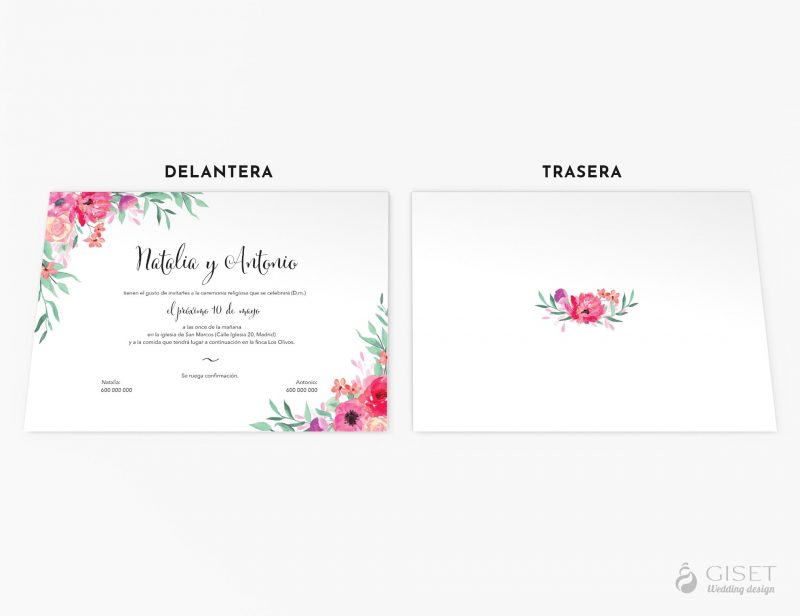 invitaciones de boda con flores rosas giset wedding