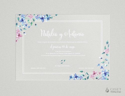 invitaciones de boda transparentes con flores en acuarela Giset Wedding