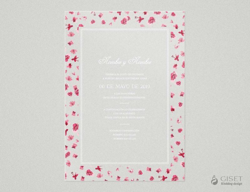 invitaciones de boda transparentes con flores rosas Giset Wedding