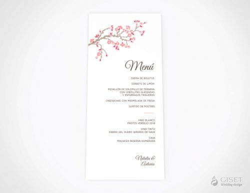menu minuta boda con flores de sakura giset wedding